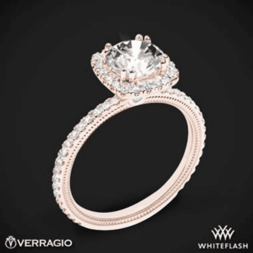 18k Rose Gold Verragio Tradition Diamond Cushion Halo Engagement Ring from Whiteflash
