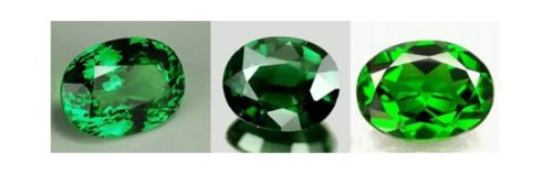 Green gemstones.