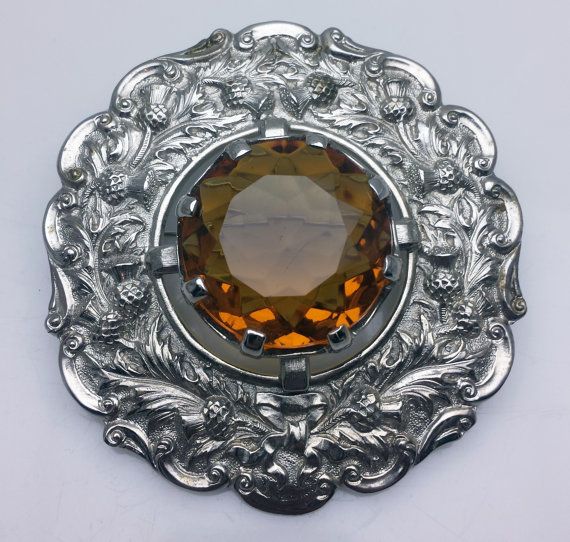 Huge Scottish Tartan Sash Kilt Pin Brooch.
