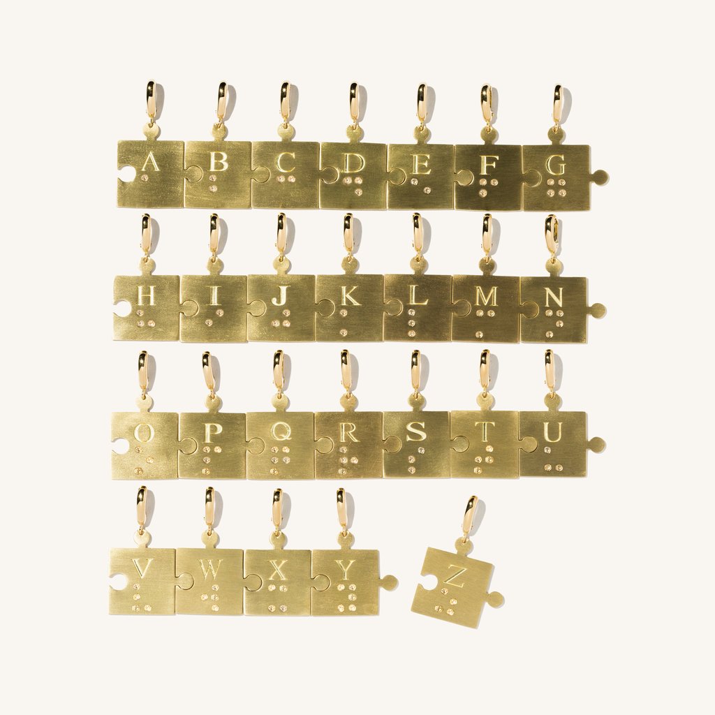 Diamond Braille Puzzle Piece Charm YG.