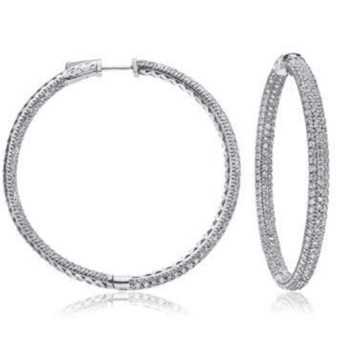 Large Inside Outside Diamond Hoop Earrings In 14K White Gold from B2C Jewels