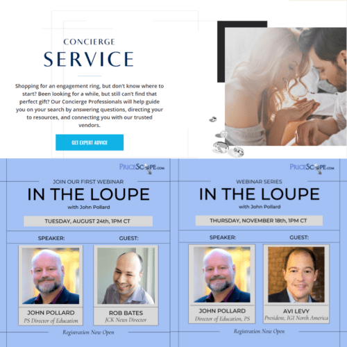 Images of the Concierge section of the website and the images for both of the Webinars hosted thus far. 