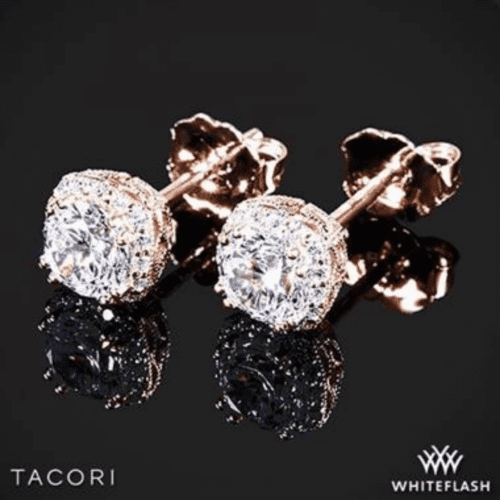 18k Rose Gold Tacori FE 643 5 Dantela Diamond Earrings to Hold 1ctw - Settings Only from Whiteflash