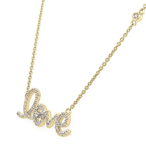 14K Yellow Gold Love Diamond Necklace from The Art of Jewels