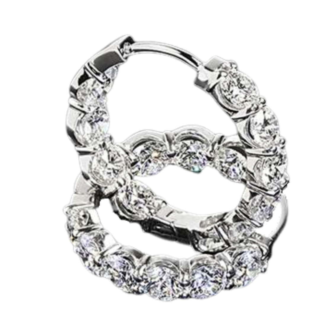 18k White Gold "AGBF" Inside Out Diamond Hoop Earrings from Whiteflash.