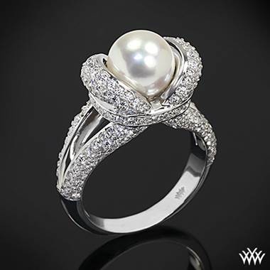 18k White Gold "Gaia" Pearl and Diamond Right Hand Ring.