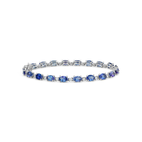 Tanzanite and Diamond Bracelet in 14k White Gold.