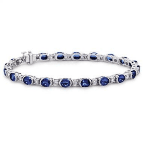 Oval Sapphire and Diamond Semi-Bezel-Set Bracelet from Blue Nile.