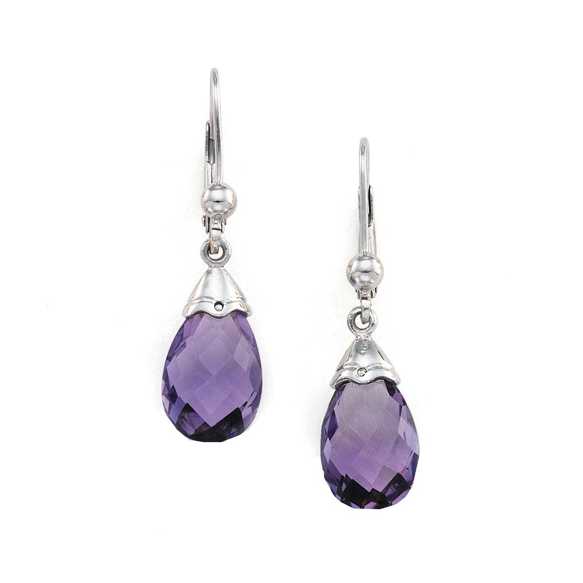 14K White Gold Genuine Amethyst Earrings.