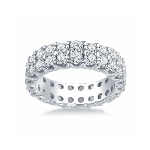 18K White Gold Dual Row Diamond Eternity Ring.