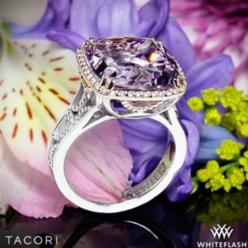 Tacori SR100P13 Blushing Rose Amethyst and Diamond Ring in Sterling Silver with 18k Rose Gold Accents.