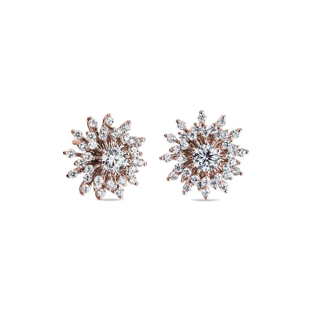 Sunburst Diamond Stud Earrings in 14k Rose Gold (1 ct. tw.) from Blue Nile