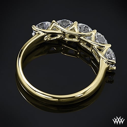 18k Yellow Gold 5 Stone Trellis Diamond Right Hand Ring - Setting Only.