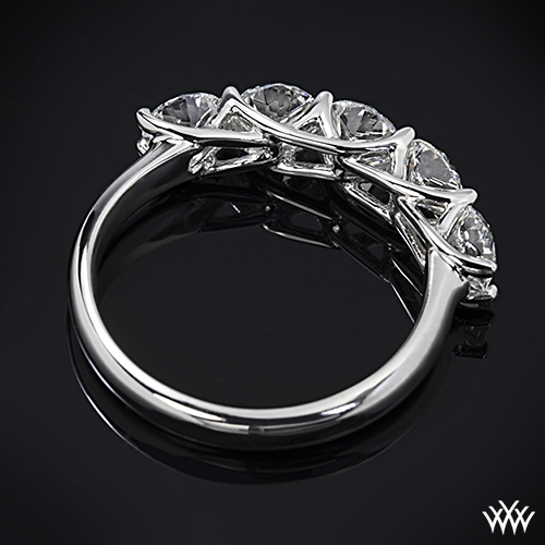 Platinum 5 Stone Trellis Diamond Right Hand Ring.