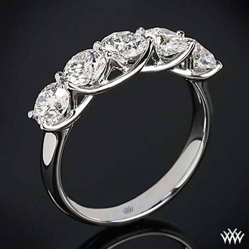 Platinum 5 Stone Trellis Diamond Right Hand Ring.