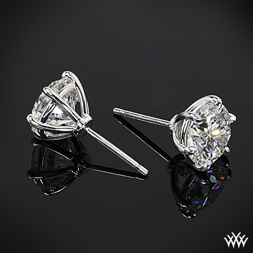 18k White Gold 6 Prong "Martini" Earrings - Settings Only.