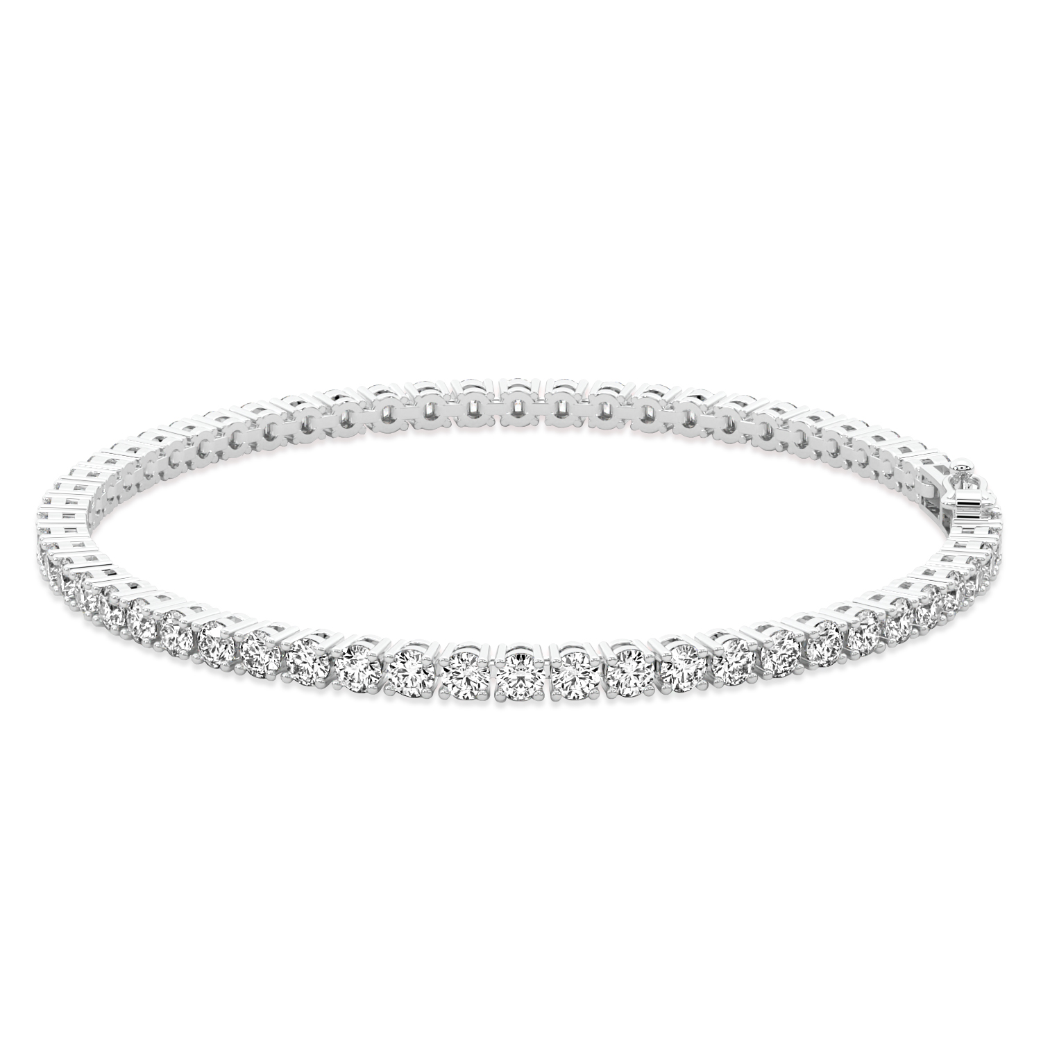 14Kt White Gold Round Lab Diamond Tennis Bracelet.