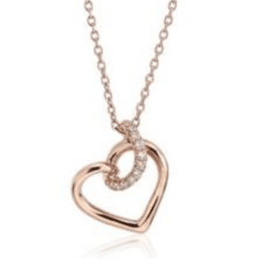 Diamond Twist Pavé Heart Pendant in 14k Rose Gold from Blue Nile.