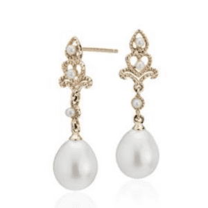 Freshwater Cultured Pearl Vintage-Inspired Drop EarrinFreshwater Cultured Pearl Vintage-Inspired Drop Earrings in 14k Yellow Gold s in 14k Yellow Gold 