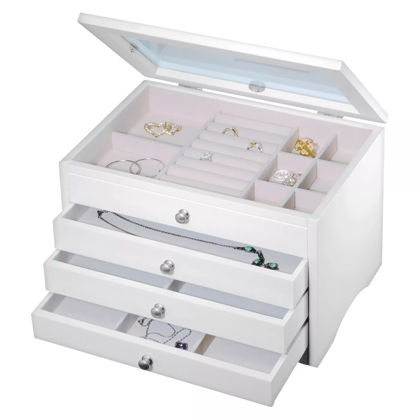 HomePointe Lift Top Wooden Jewelry Box.