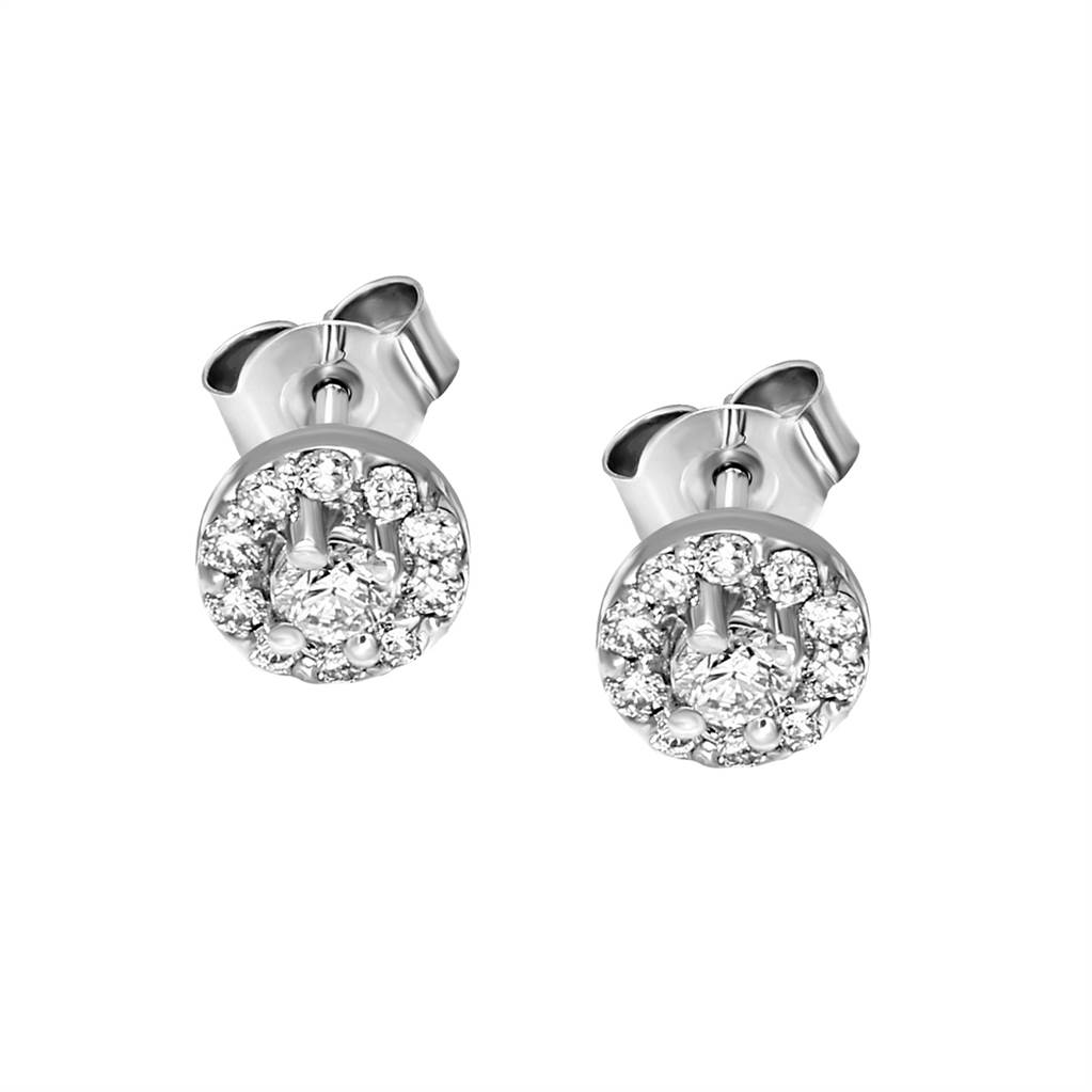Cara Diamond Stud Earrings Set in Silver White Pure Gold.