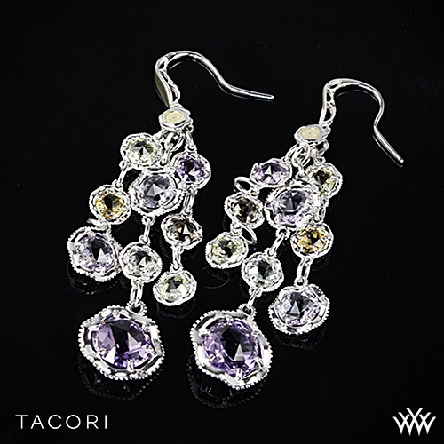 Tacori Color Medley Chandelier Earrings in Sterling Silver with 18K Yellow Gold Accents.