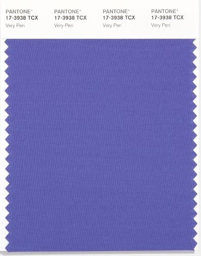 A paint chip with Pantone's Very Peri.