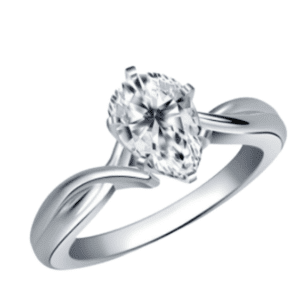 Intertwined Solitaire Diamond Engagement Ring In 14K White Gold from B2C Jewels.