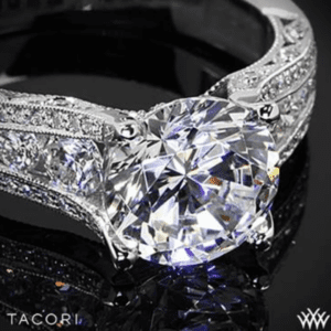 18k White Gold Tacori HT2513RD Classic Crescent Tapered Diamond Engagement Ring from Whiteflash.