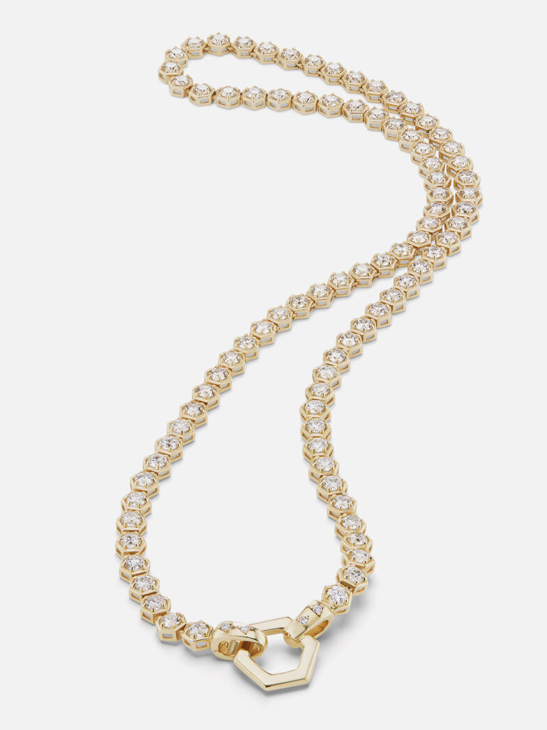 18k Gold and Diamond Tennis Necklace.