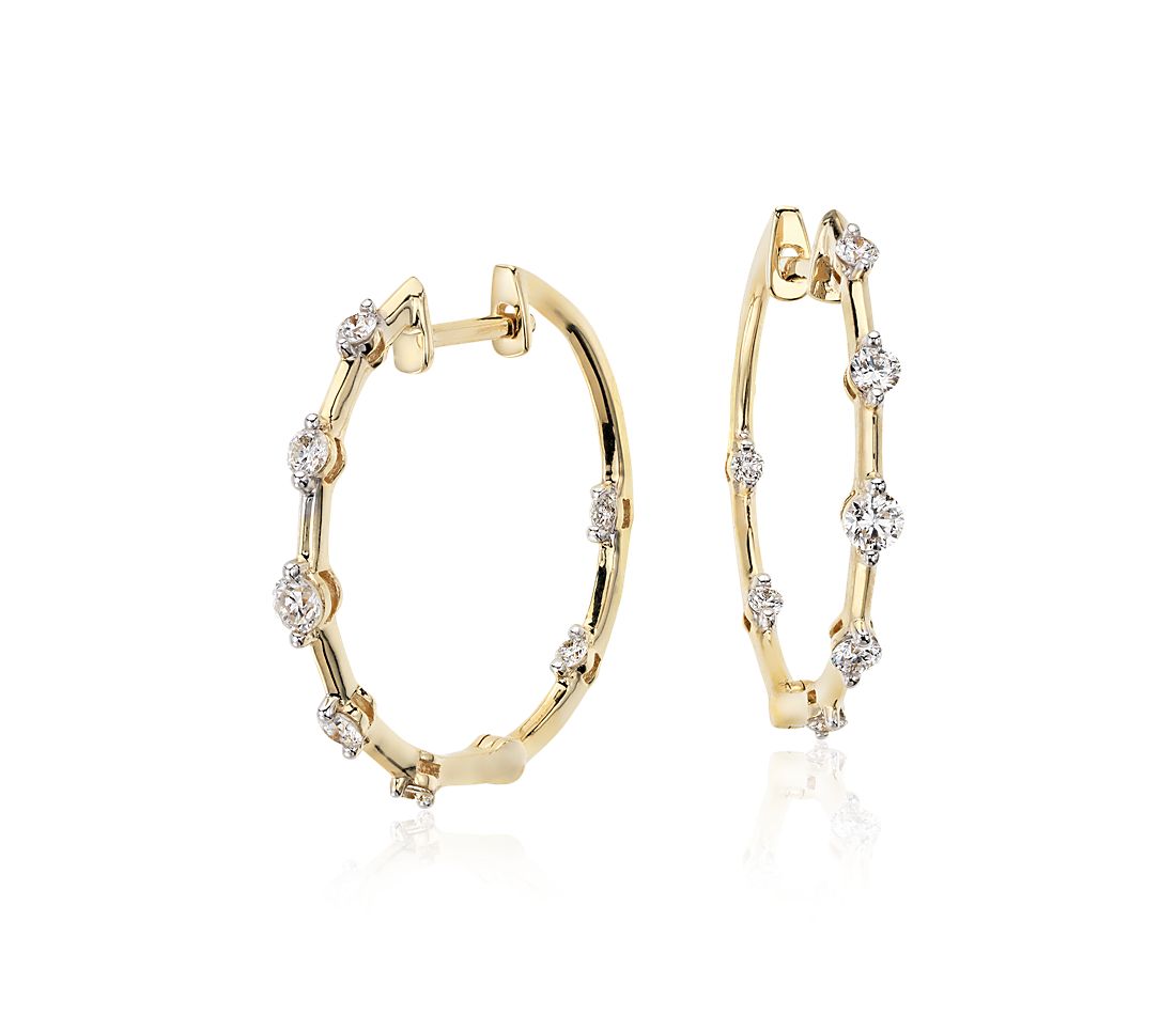 Blue Nile Studio Diamond Hoop Earrings 18k Yellow Gold.