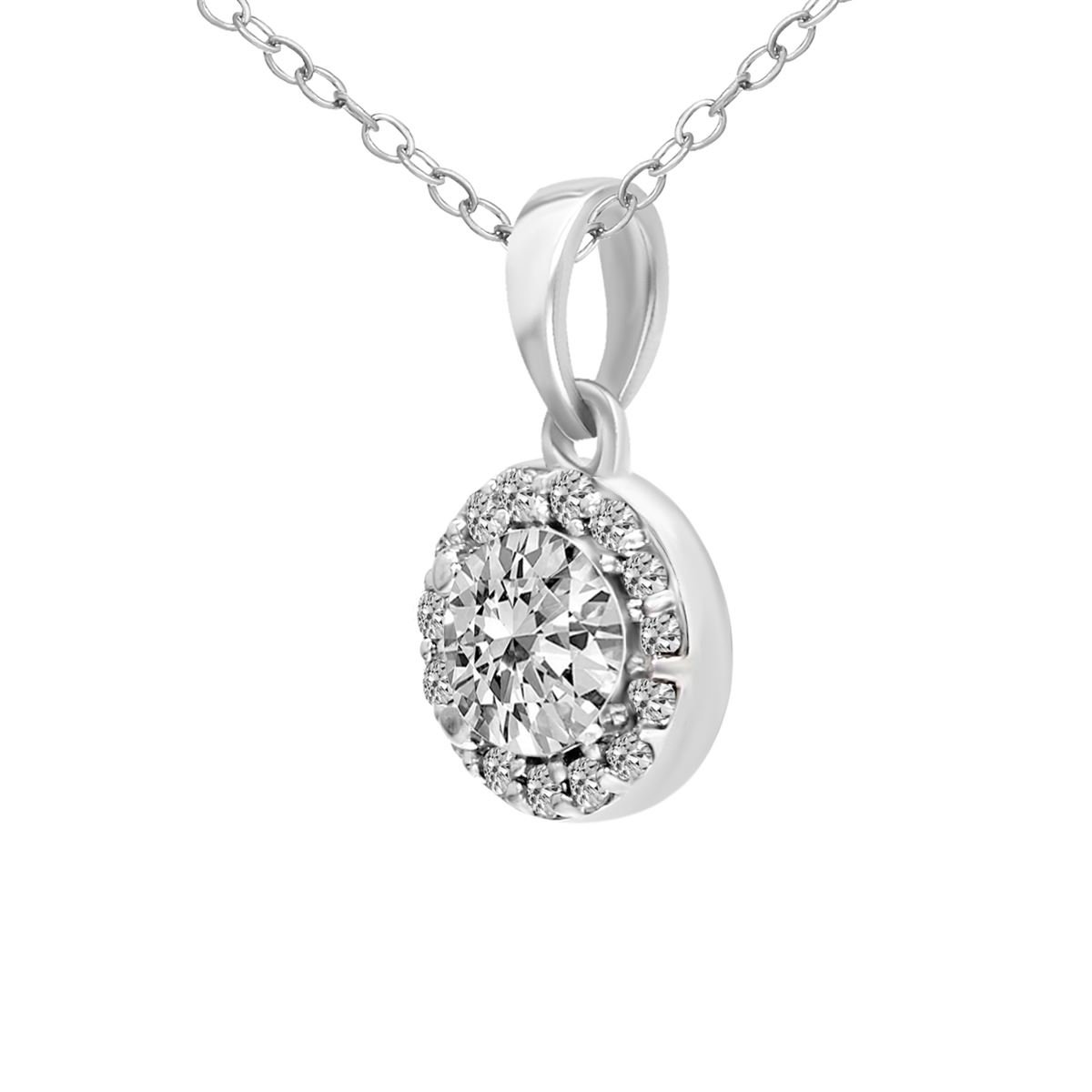 14k White Gold Solitaire Pendant.