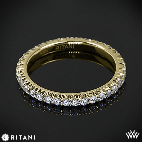 18k Yellow Gold Ritani Stack Full Eternity Diamond Right Hand Ring.