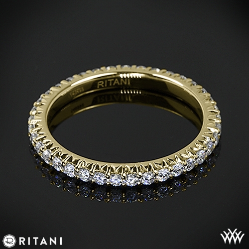 18k Yellow Gold Ritani Stack Full Eternity Diamond Right Hand Ring.