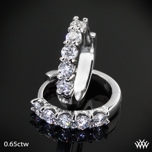 0.65ctw Platinum "Shared-Prong" Diamond Hoop Earrings.