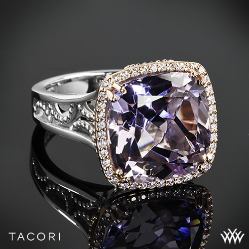 Tacori Blushing Rose Amethyst and Diamond Ring in Sterling Silver with 18k Rose Gold Accents.