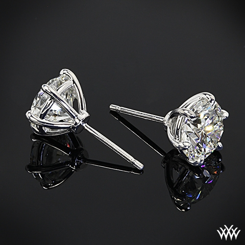 Platinum 6 Prong "Martini" Earrings - Settings Only.