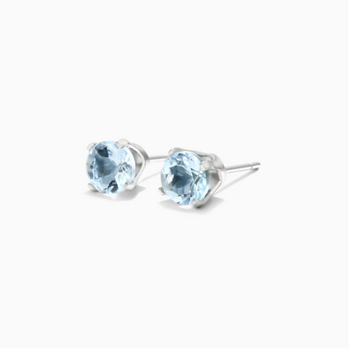 14K White Gold Aquamarine Birthstone Earrings.