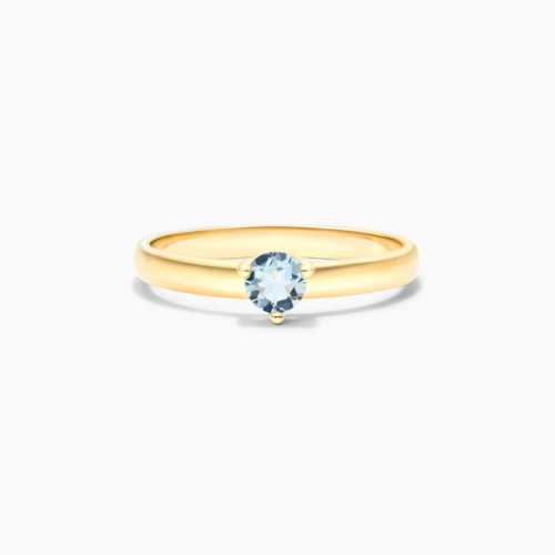 14K Yellow Gold Aquamarine Solitaire Birthstone Ring.