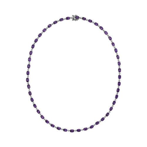 Oval Amethyst Eternity Necklace in Sterling Silver.