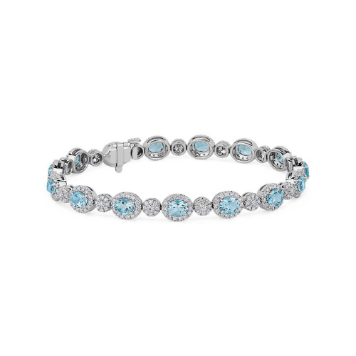 Aquamarine and Diamond Bracelet in 18k White Gold.