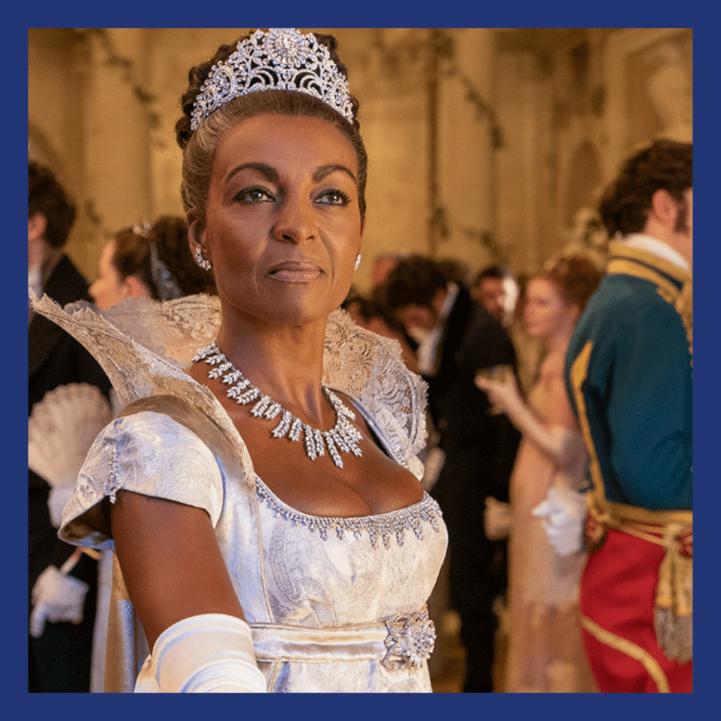 gorgeous light brown woman in regency garb.