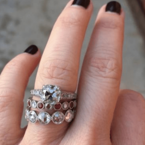 diamond rings on a finger