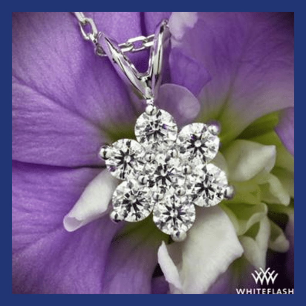 0.75ctw Platinum Flower Cluster Diamond Pendant