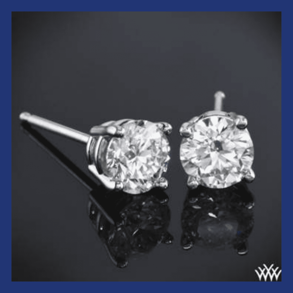 14k White Gold 4 prong Diamond Basket Earrings from Whiteflash