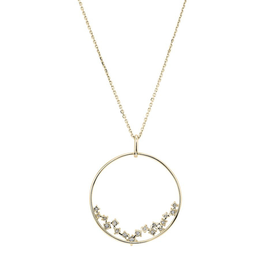 Diamond Scatter Hoop Pendant in 14K Yellow Gold.