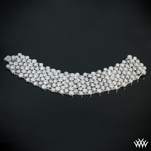 18k White Gold Nine-Row "Enmeshed Diamonds" Diamond Bracelet.