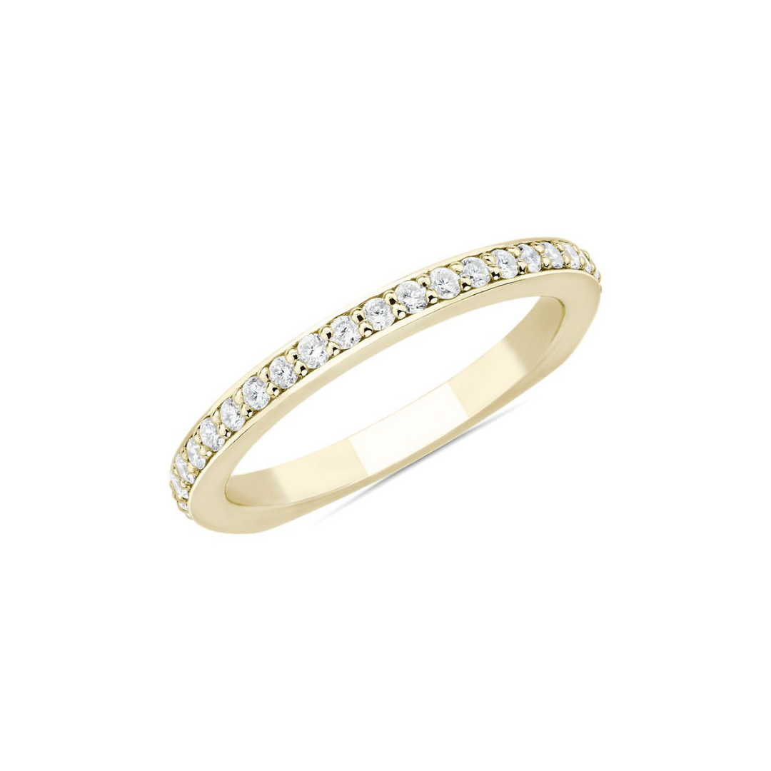 Bella Vaughan Euro Shank Diamond Wedding Band in 18k Yellow Gold.