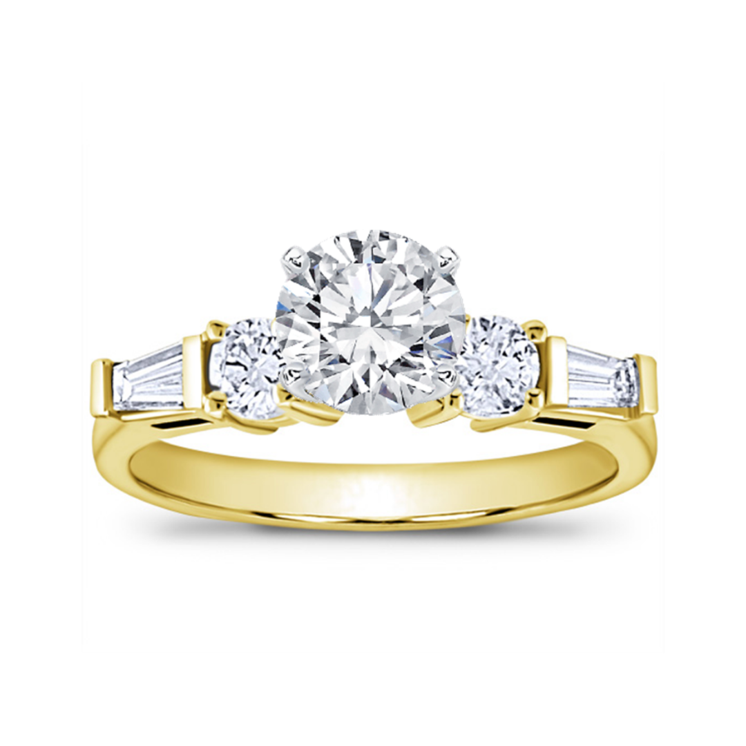 Tapered Baguette and Round Diamond Setting.