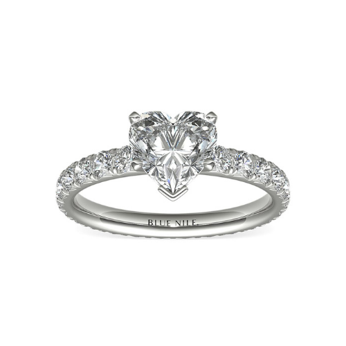 French Pavé Diamond Eternity Engagement Ring in Platinum at Blue Nile